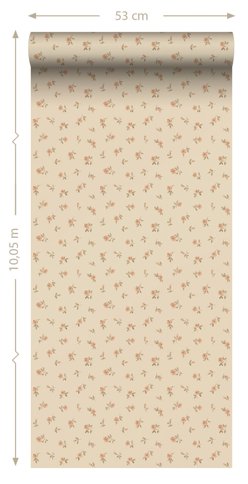 ESTAhome behang vintage bloemetjes beige - 53 cm x 10.05 m - 139834 - vtwonen shop
