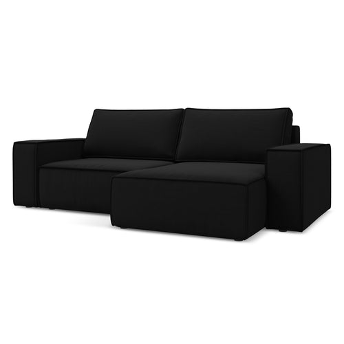 LaMiaSofa hoekbank rechts Livorno - velours - zwart - 257x148x82