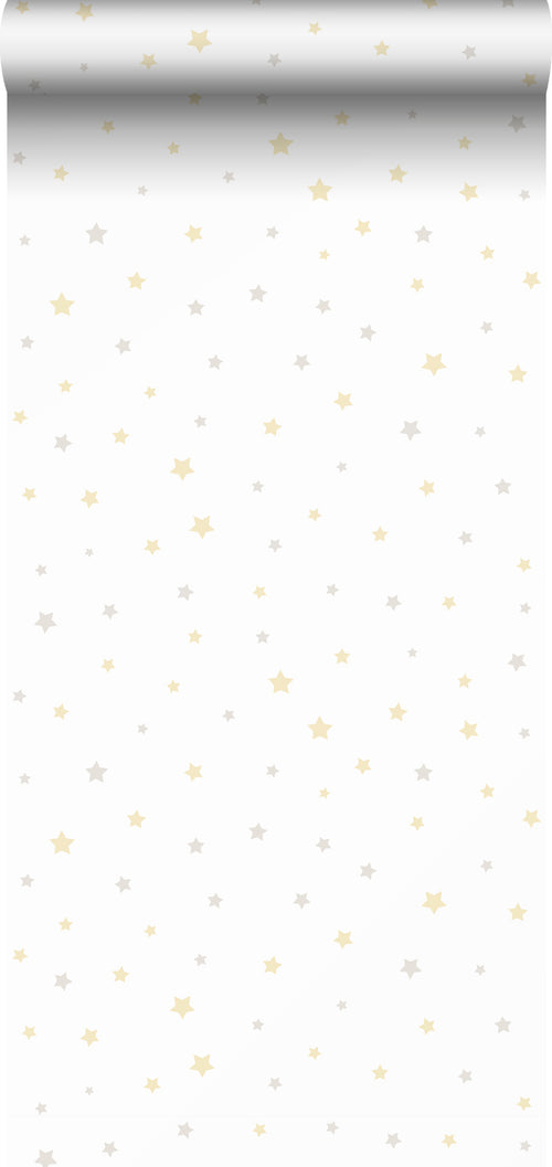 Sanders & Sanders behang sterretjes geel, beige en wit - 53 cm x 10 m - 640457 - vtwonen shop