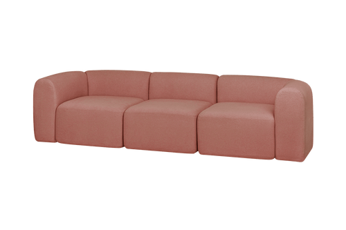 noo.ma Flom 3-zitsbank Pink Clay - soft zitcomfort, 262x96,5x68 cm
