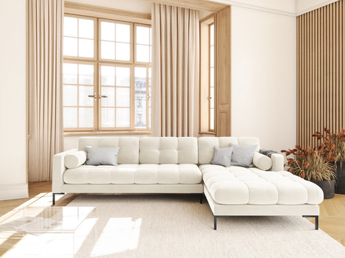 Cosmopolitan Design rechter hoekbank Bali 5-zits, flueel, lichtbeige - 185x293x75cm