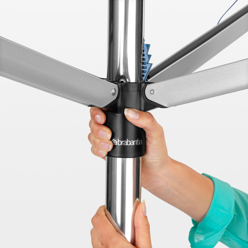 Brabantia Droogmolen Topspinner, 50 meter met metalen grondanker, doorsnede 45 mm 310805 - Metallic Grey