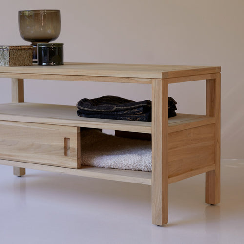 Tikamoon Tv-meubel van massief teakhout 100 cm - Naturel - vtwonen shop