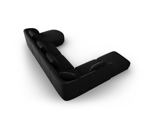 Cosmopolitan Design Panoramische hoekbank links Tulum 6-zits, chenille, zwart - 255x330x70cm