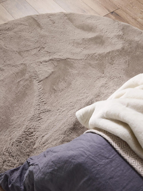benuta nepbont vloerkleed Dave - taupe - ø 120 cm