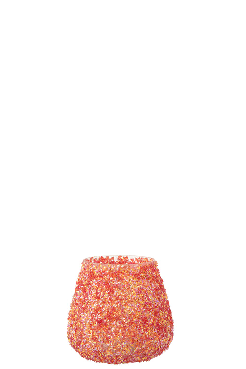 J-Line theelichthouder Kralen - glas - donkeroranje - small - vtwonen shop