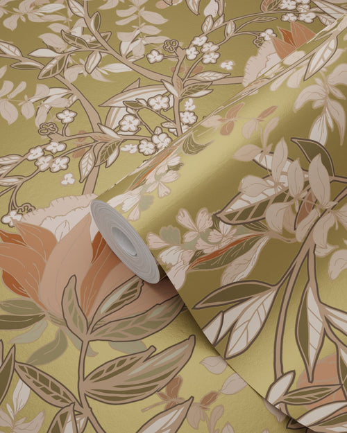 ESTAhome behang vintage bloemen in art nouveau stijl goud 53 cm x 10.05 m 139568