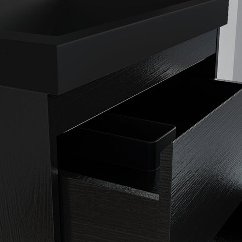 LOMAZOO badmeubelset Avalon - met hoge kast & zwarte wastafel - zwart eiken - 60 cm