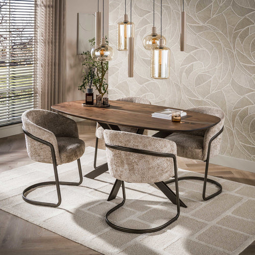 Giga Meubel Eettafel Arhus Solid - Deens Ovaal Bruin Hout - 180x95x77cm