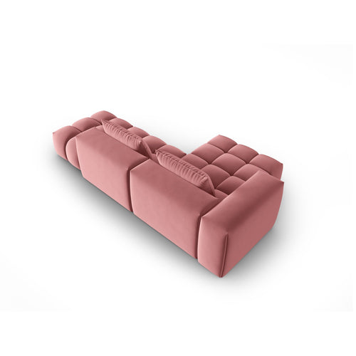 Cosmopolitan Design - Modulaire hoekbank links Verona 4-zits, flueel flamingo - 145x265x70cm