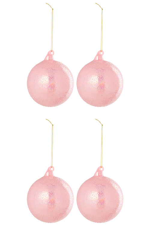 J-Line kerstbal - glas - lichtroze - doos van 4 - vtwonen shop