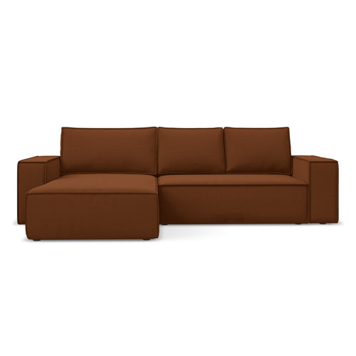 LaMiaSofa hoekbank links Livorno - velours - terracotta - 290x185x82
