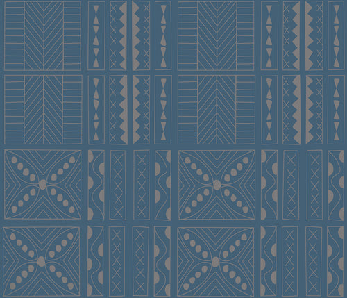 Walls4You behang etnisch motief vergrijsd donker blauw en grijs - 53 cm x 10 m - 640140 - vtwonen shop