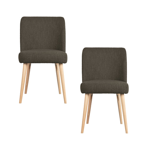 vtwonen eetkamerstoelen Force - Bouclé - Bruin - Set van 2 - vtwonen shop