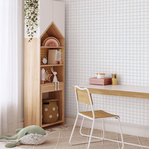 Sanders & Sanders behang ruitjes lichtblauw en wit - 53 cm x 10.05 m - 640644