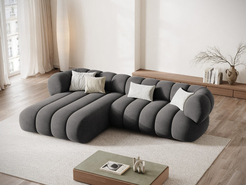 Cosmopolitan Design linker hoekbank Koge 5-zits, flueel grijs - 165x270x70cm