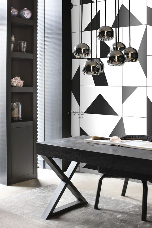 ESTAhome fotobehang tegelmotief zwart wit - 200 x 279 cm - 158908 - vtwonen shop