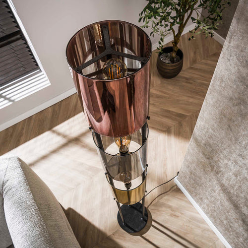 Giga Meubel Vloerlamp Patch Cylinder - Brons Antiek - 3-Lichts - 30x30x135cm - vtwonen shop