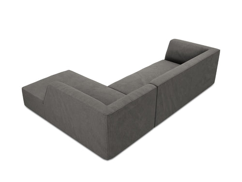 Micadoni - Rechter hoekbank "Ruby" 4 zitplaatsen, ribfluwelen, donkergrijs - 180x273x69cm