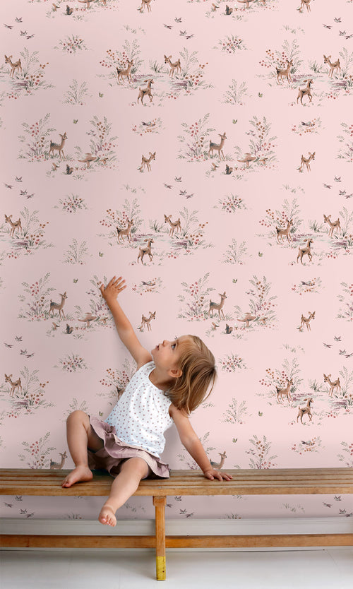 ESTAhome behang hertjes roze - 50 x 900 cm - 131429 - vtwonen shop