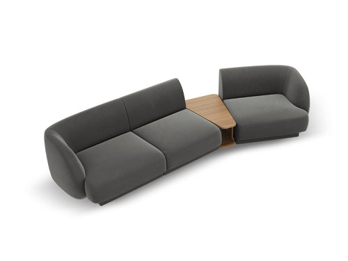 Micadoni Rechte modulaire bank Miley 3-zits, flueel, lichtgrijs - 126x303x70cm
