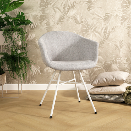 Nolon Noa-Otis Eetkamerstoelen Set van 2 - Lichtgrijs - Witte Poten