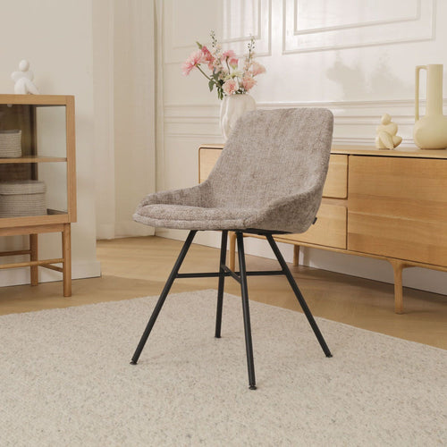 Nolon Noa-Isa Eetkamerstoel Bruin - Stof - Zwart Onderstel - vtwonen shop