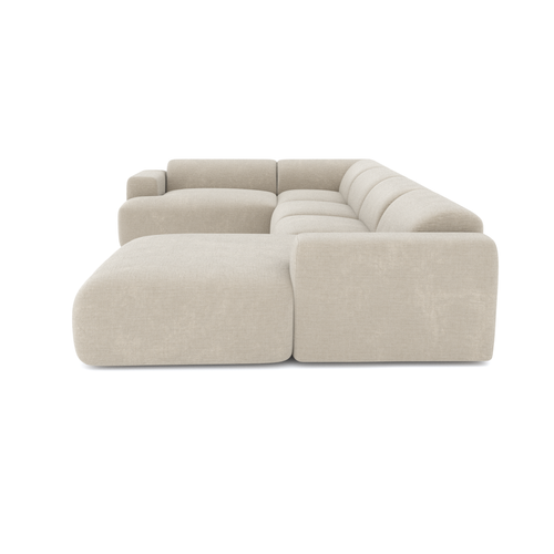 Sia Home - Grote panoramische U-bank MYRA - Fluweel met structuur - Beige - 354cm - vtwonen shop