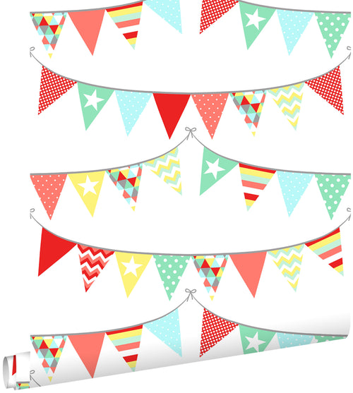 ESTAhome behang vlaggetjes multicolor - 53 cm x 10.05 m - 138717