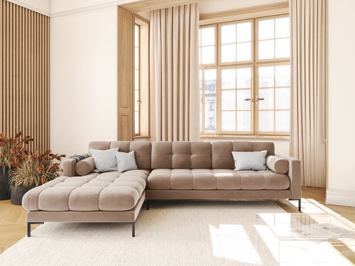 Cosmopolitan Design linker hoekbank Bali 5-zits, flueel, beige - 185x293x75cm