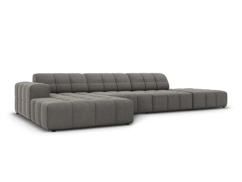 Cosmopolitan Design linker hoekbank Chicago 5-zits, flueel lichtgrijs - 167x348x78cm