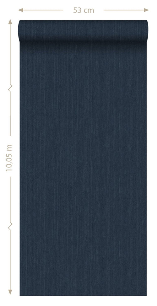 ESTAhome behang effen denim jeans structuur donkerblauw - 53 cm x 10.05 m - 148707