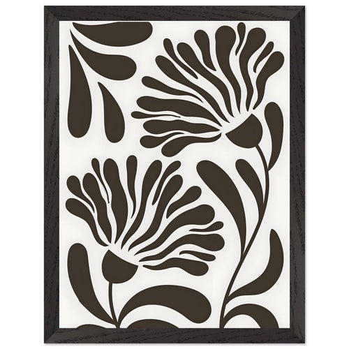 Artfulprints Poster met Lijst Matisse – Wildflower line   - 30x40 cm - Zwart / Wit