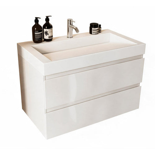 LOMAZOO badkamermeubel Zarivo - witte wastafel - glanzend wit - 80 cm