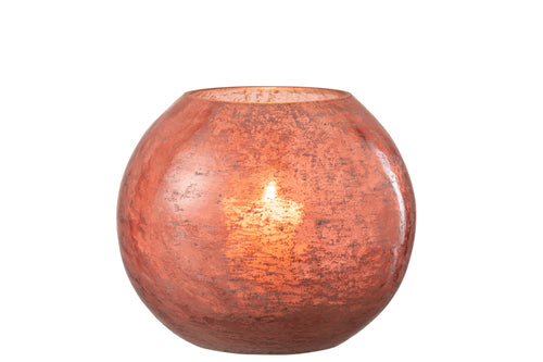 J-Line windlicht Nuria Bal - glas - terracotta - large