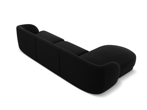 Micadoni linker hoekbank Miley 4-zits, flueel, zwart - 156x255x70cm