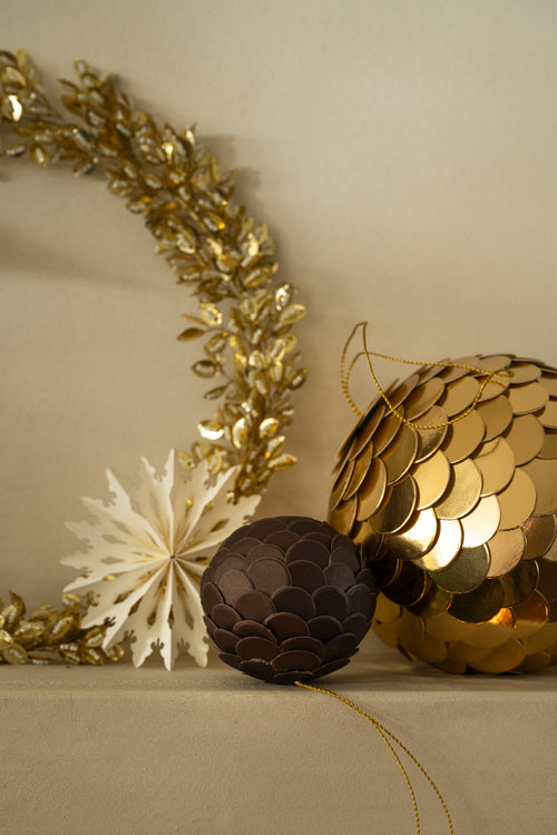 vtwonen - Kerstballen - Papier - Donkerbruin - 7 cm - Set van 6