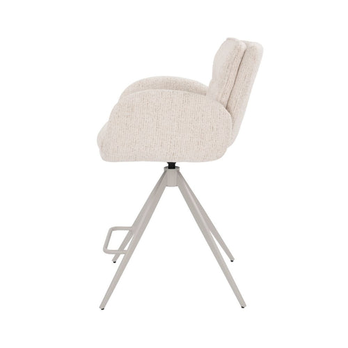 Giga Meubel Barstoel Tina - Beige - Draaibaar - Scandinavisch - Armleuningen - Stof - Set van 2