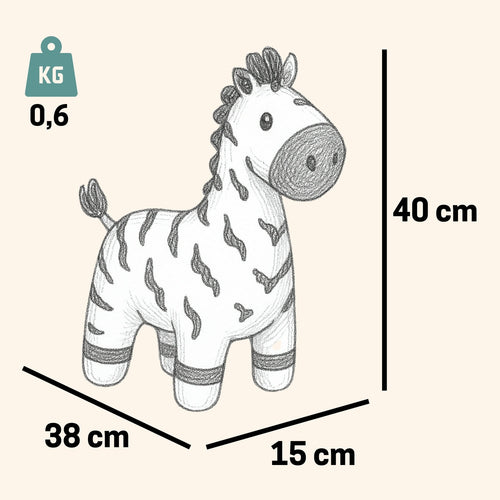 Pintado & Lacado knuffeldier Zebra - wit - 40 cm