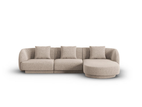 Cosmopolitan Design rechter hoekbank Tulum 4-zits, chenille, beige - 156x255x70cm