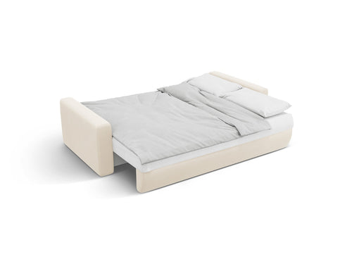 Cosmopolitan Design Omkeerbare converteerbare hoekbank met opbergdoos Belfast 3-zits, flueel ivoor - 149x240x84cm