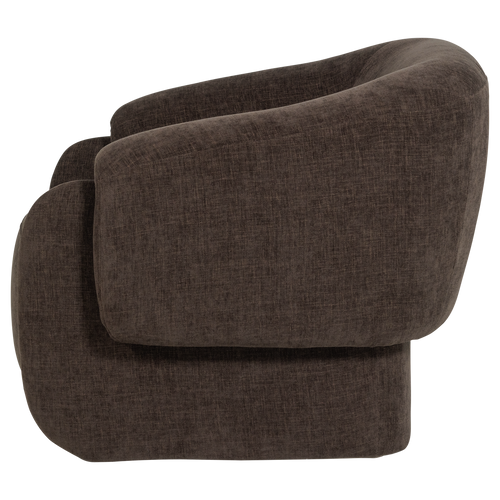WOOOD fauteuil Moru - Chenille - Donkerbruin - 83x90x71