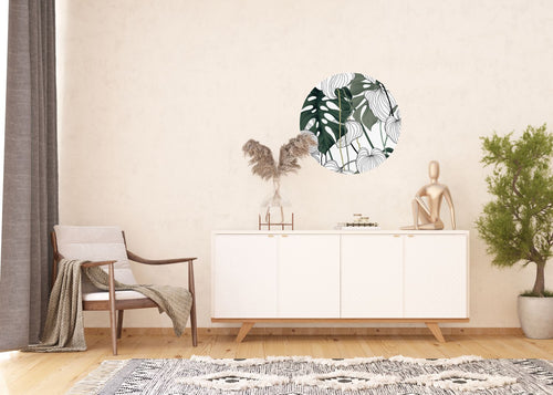 Sanders & Sanders zelfklevende behangcirkel tropische jungle bladeren groen Ø 70 cm 601110