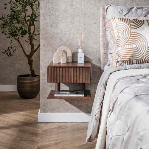 Giga Meubel Nachtkastje Carve - Bruin Acaciahout - 35x35x27cm - vtwonen shop