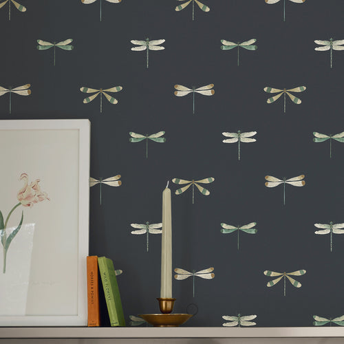 Sophie Allport Vliesbehang Kinderkamer - Watercolour Dragonfly Oundle Navy