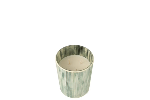 J-Line geurkaars Noa - Seaside Bliss - glas - lichtblauw - medium - 55U