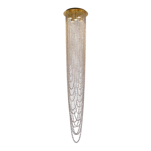 Searchlight Swoop 5-lichts plafondlamp, satijnen messing en helder kristal