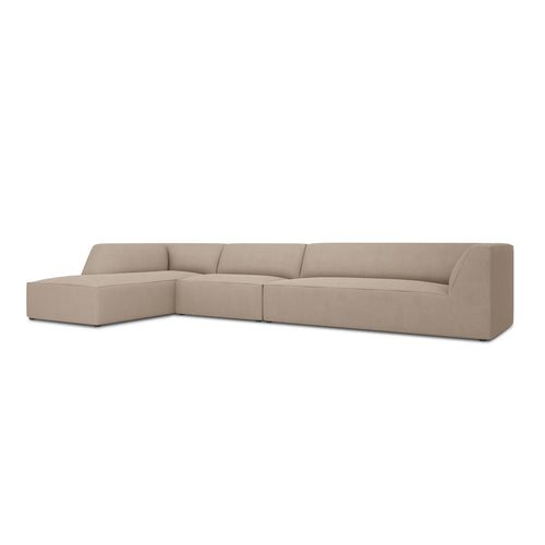 Cosmopolitan Design - Modulaire hoekbank links Siena 5-zits, structurele stof donkerbeige - 180x366x69cm