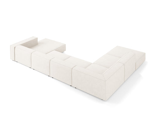 Cosmopolitan Design Panoramische hoekbank links Arendal 7-zits, chenille met ribbeleffect, ivoor - 262x364x70cm