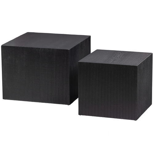 WOOOD bijzettafel Sanne - Mdf - Zwart - 37x40x40/40x50x50 - Set van 2 - vtwonen shop